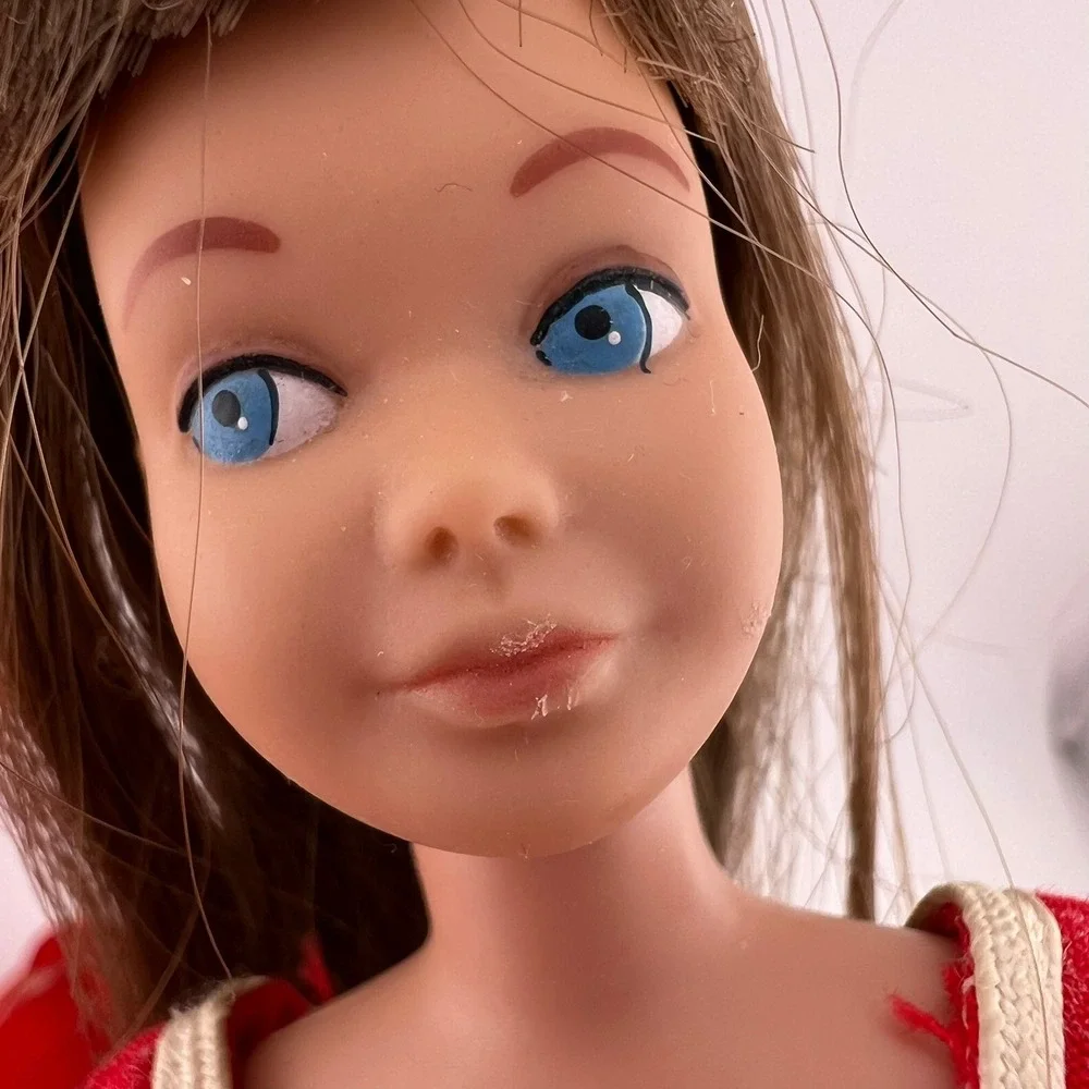 Vintage Skipper Doll 1960s Japan Mattel Brunette Red Outfit Blue Eyes 9" - Picture 8 of 13
